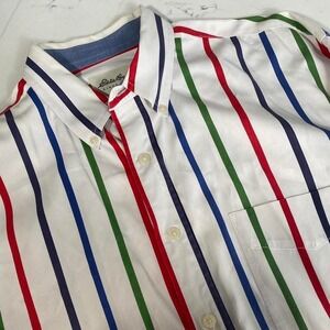 Vintage 90s Eddie Bauer Multicolor Stripe Button down shirt Large